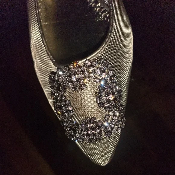 Manolo blahnik Hangisi Chrystal Buckle Gold Mesh Flats, 50th anniversary, NEW - Picture 17 of 17
